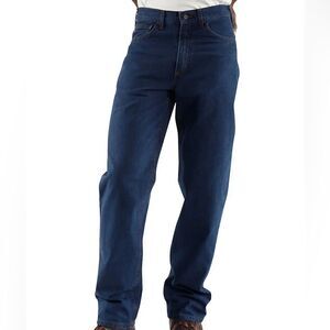 New! Carhartt Flame Resistant Signature Blue Denim Relax Fit Men Jeans Sz 35X32